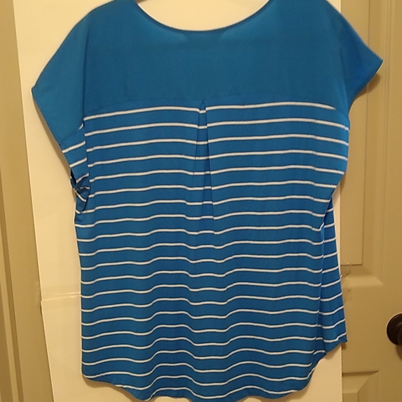 ADRIENNE VITTADINI NWT v-neck blue striped… - Picture 3 of 6